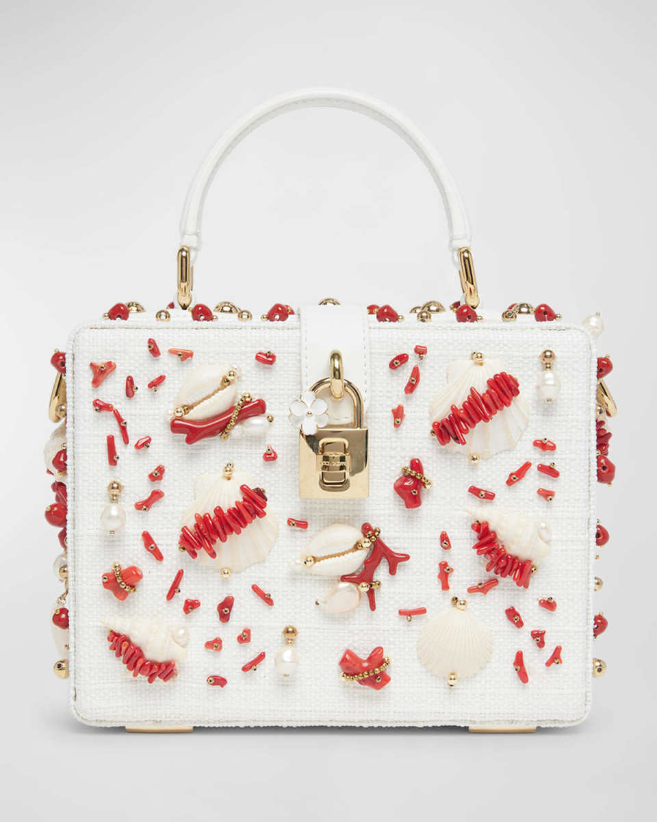 Jewel-Embellished Box Top-Handle Bag